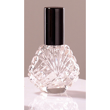 Shell Shape Empty Glass Perfume Spray Bottle, with Aluminum Lid, Fine Mist Atmoizer, Black, 7.1x4.7cm, Capacity: 15ml(0.51fl. oz)