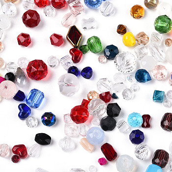 Mixed Style Painted Glass Beads, Mixed Shapes, Mixed Color, 4~20x4~12x3.5~11mm, Hole: 0.8~1.6mm, about 555pcs/500g