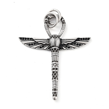 Tibetan Style 304 Stainless Steel Pendants, Wing, Antique Silver, 55.5x44x7x5.3mm