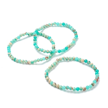 Synthetic Shoushan Stone Beaded Stretch Bracelets, Round, Beads: 4~5mm, Inner Diameter: 2-1/4 inch(5.65cm)