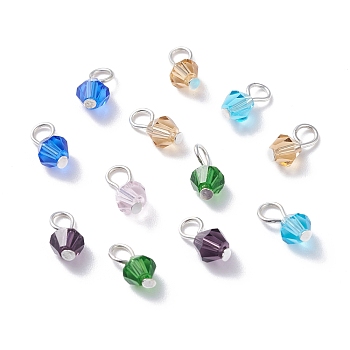 Faceted Glass Charms, with Iron Flat Head Pins, Bicone, Mixed Color, 12x6mm, Hole: 2.8~3.3mm