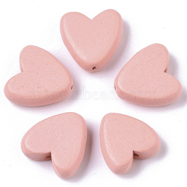 16mm Pink Heart Wood Beads