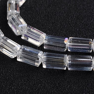 8mm Clear Cuboid Glass Beads