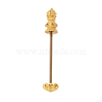 Lotus Shape Brass Screw Peg Bails, Blank Beadable Pendant Bails for Dzi Beads & Large Hole Beads, Long-Lasting Plated, with Rhinestone & Synthetic Turquoise, Matte Gold Color, 71x10.5mm, Hole: 4.5x2.5mm(KK-NH0008-01MG)
