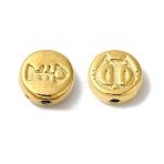 304 Stainless Steel Beads, Flat Round with Cat & Fish Bone, Golden, 7x3mm, Hole: 1mm(STAS-I305-145G)