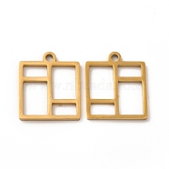Ion Plating(IP) 304 Stainless Steel Pendants, Hollow, Rectangle Charm, Real 18K Gold Plated, 17.5x15x2mm, Hole: 1.6mm(STAS-A070-21G)