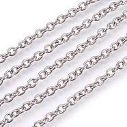 304 Stainless Steel Cable Chains, Unwelded, Oval, Stainless Steel Color, 5x4x1mm(CHS-L017-09A)