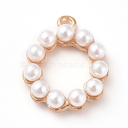 Plastic Imitation Pearl Pendants, with Alloy Findings, Ring, Golden, 20.5x16x5mm, Hole: 1.5mm(PALLOY-WH0068-32B-G)