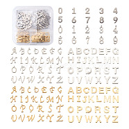 Fashewelry 304 Stainless Steel Charms, Alphabet and Number, Golden & Stainless Steel Color, 11x6~12x0.8mm, Hole: 1mm, 6sets/box, 124pcs/box(STAS-FW0001-04)