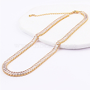 Cubic Zirconia Classic Tennis Necklace, Golden Brass Rectangle Link Chain Necklaces, Clear, 12.99 inch(33cm)(HW0475-08)