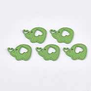 Painted Poplar Wood Pendants, Elephant, Lime Green, 18x25x1.5mm, Hole: 1.6mm(WOOD-T021-23D)