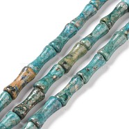 Natural Africa Pyrite Beads Strands, Dyed, Bamboo Stick, Dark Cyan, 12x5mm, Hole: 0.5mm, about 34pcs/strand, 15.94''(40.5cm)(G-P475-02B)