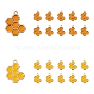 10Pcs 2 Style Epoxy Resin Pendants, with Light Gold Plated Alloy Open Back Settings, Honeycomb, Mixed Color, 19.5~21x16~17.5x1.5~2.5mm, Hole: 1.6~2mm, 5pcs/style(RESI-FS0001-19)