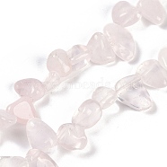 Natural Rose Quartz Nuggets Beads Strands, 7.5~11.5x9~13x4~6.5mm, Hole: 0.8~1mm, about 62~68pcs/strand, 14.96~15.55''(38~39.5cm)(G-B125-A09-01)