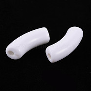 Opaque Acrylic Beads, Curved Tube, White, 34.5x13x11mm, Hole: 3.5mm(X1-SACR-S677-001)