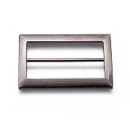 Alloy Buckles, Rectangle, Gunmetal, 49x32.5x2mm, Hole: 9x40mm(PALLOY-WH0059-01E-B)