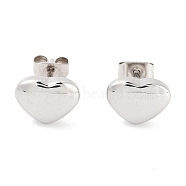 Non-Tarnish Heart 316 Surgical Stainless Steel Stud Earrings for Women, Stainless Steel Color, 7x9mm(EJEW-Z050-18P)