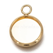 304 Stainless Steel Pendant Cabochon Settings, Plain Edge Bezel Cups, Flat Round, Real 18K Gold Plated, Tray: 10mm, 15.5x12x2mm, Hole: 2.4mm(X-STAS-Z030-01I-G)