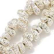 Electroplated Natural Lava Rock Beads Strands, Chip, Silver Plated, 3~4x6~11x4~6mm, Hole: 1mm, about 107~111pcs/strand, 15.35~15.75''(39~40cm)(G-I360-U01-04)