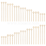 ELITE 70Pcs 7 Styles Brass Twist Eye Pins, Jewelry Making Findings, Real 18K Gold Plated, 18~20 Gauge, 20~49x3~3.5x0.8~1mm, Hole: 1.8~2mm, 10pcs/style(KK-PH0010-29)