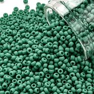 TOHO Round Seed Beads, Japanese Seed Beads, (55DF) Green Turquoise Matte Opaque, 11/0, 2.2mm, Hole: 0.8mm, about 5555pcs/50g(SEED-XTR11-0055DF)