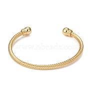 Classic Rack Plating Brass Cuff Bangles, Long-Lasting Plated Twist Bangles for Women Men, Cadmium Free & Lead Free, Real 18K Gold Plated, Inner Diameter: 2-1/2 inch(6.4cm)(BJEW-E071-10G)