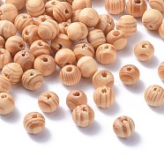 Unfinished Wood Beads, Natural Wooden Loose Beads Spacer Beads, Round, Lead Free, Blanched Almond, 8x7mm, Hole: 2.5mm(X-WOOD-Q027-8mm-01-LF)