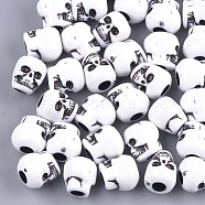 Craft Style Acrylic Beads, Skull, White, 10x9x10mm, Hole: 3.5~4mm, about 800pcs/500g(MACR-T023-13)
