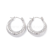304 Stainless Steel Croissant Chunky Hoop Earrings for Women, Stainless Steel Color, 23x22x4mm, Pin: 0.6mm(EJEW-I267-03P)