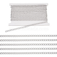 Biyun 5M Aluminium Twisted Curb Chains, Diamond Cut Chains, Unwelded, Faceted, with Card Paper, Silver, 10x6.5x1.8mm(CHA-BY0001-01S)