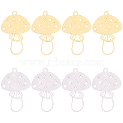 20Pcs 2 Colors 304 Stainless Steel Pendants, Mushroom with Star & Moon Charms, Golden & Stainless Steel Color, 24.5x16x1mm, Hole: 1.5mm, 10pcs/color(STAS-SZ0003-13)