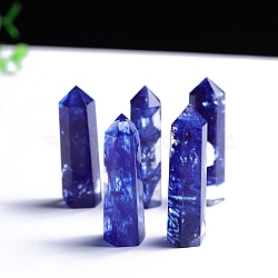 Blue Watermelon Stone Glass Point Tower Wands, for Energy Balancing Meditation Therapy Decors, Hexagonal Prism, 40~50mm(PW-WG39017-01)