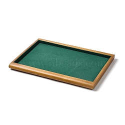 Wood with Velvet Jewelry Display Tray Stands, Jewelry Organizer Holder for Ring Earrings Necklace Bracelet Storage, Rectangle, Green, 35x24x2.1cm(VBOX-C003-06C)