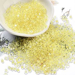 Luminous Glass Seed Beads, Glow in the Dark, Peanut, Yellow, 2.5x4x2mm, Hole: 0.8mm, about 11250pcs/pound(SEED-A033-07D)