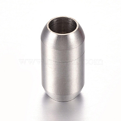 304 Stainless Steel Magnetic Clasps with Glue-in Ends, Matte Surface, Oval, Stainless Steel Color, 21x11.9mm, Hole: 8mm(STAS-O114-001P)