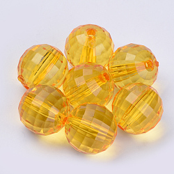 Transparent Acrylic Beads, Faceted, Round, Orange, 10x10mm, Hole: 1.9mm, about 878pcs/500g(TACR-Q254-10mm-V24)