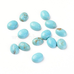 Natural Magnesite Cabochons, Dyed, Oval, Deep Sky Blue, 10x8x4mm(X-TURQ-L031-038A-01)