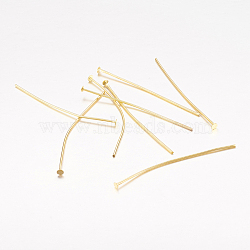 Jewelry Findings, Cadmium Free & Lead Free, Iron Flat Head Pins, Golden, 45x0.75~0.8mm, about 300pcs/50g(X-J079W017)