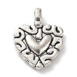 Tibetan Style Alloy Pendants, Heart, Antique Silver, 17x13x3.5mm, Hole: 1.5mm, about 362pcs/500g(PALLOY-P293-032AS)