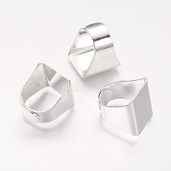 Brass Ring Shanks, Pad Ring Base Findings, For Jewelry Making, Adjustable, Square, Silver Color Plated, Inner Diameter: 17x19mm, Tray: 19x20mm(KK-A017-S)