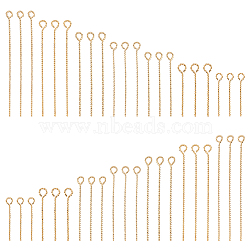 ELITE 70Pcs 7 Styles Brass Twist Eye Pins, Jewelry Making Findings, Real 18K Gold Plated, 18~20 Gauge, 20~49x3~3.5x0.8~1mm, Hole: 1.8~2mm, 10pcs/style(KK-PH0010-29)