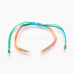 Nylon Cord Bracelet Making, with Brass Findings, Golden, Colorful, 5-1/2 inch(14cm)~11-3/8 inch(29cm), Hole: 2.5mm(MAK-F024-06-G)