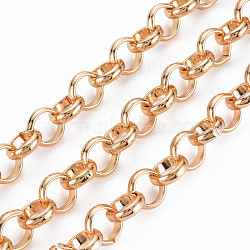 Brass & Iron Rolo Chains, with Spool, Unwelded, Real 18K Gold Plated, 10x3mm, about 32.81 Feet(10m)/Roll(CH-S128-04)