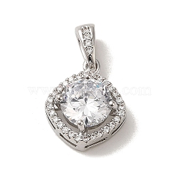 Micro Pave Cubic Zirconia Pendants, Rhombus, 15x12.5x6mm, Hole: 2.5x4mm(KK-S351-01P-04)