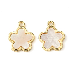 Brass Pave Shell Charms, Real 18K Gold Plated, Flower, 12x10x3mm, Hole: 1.2mm(KK-M277-04A-G)