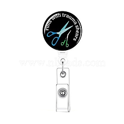 Badge Reel for Nurse Doctor, Retractable Alligator Clip, Work Name Tag ID Card Badge Scroll Holders, Black, 86x30mm(FIND-SX0001-221)