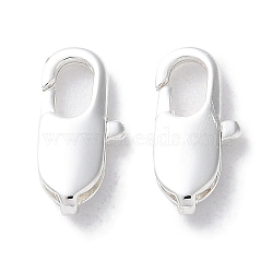 Rack Plating Brass Lobster Claw Clasps, Long-Lasting Plated, Lead Free & Cadmium Free, Silver, 12x6x2.5mm, Hole: 2.8x1mm(KK-F090-23S-01)