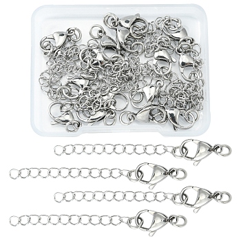 15Pcs 304 Stainless Steel Chain Extender, End Chains, Stainless Steel Color, 58mm