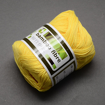 Soft Baby Yarns, with Bamboo Fibre and Silk, Yellow, 1mm, about 140m/roll, 50g/roll, 6rolls/box