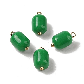 Acrylic Pendants, with Brass Loops, Column, Green, 16x9.5mm, Hole: 1.6mm